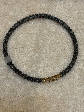 Mignon Faget/John Humphries Halo Bangle, Black & Gold, Size M